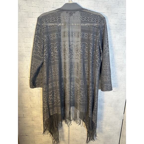 R&M Richard women’s lace cardigan gray Tass cover-up Whimsigoth romantic fairy  - Picture 2 of 8